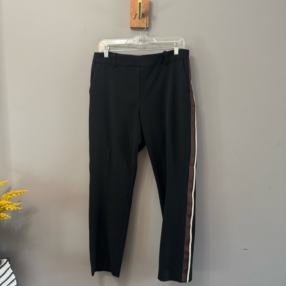 H&M Black Dress Pants with brown and white stripe Size 12